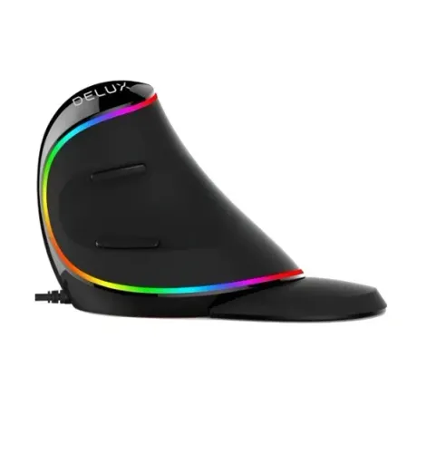 Mouse Vertical Delux Ergonomic Series M618plus Rgb Black