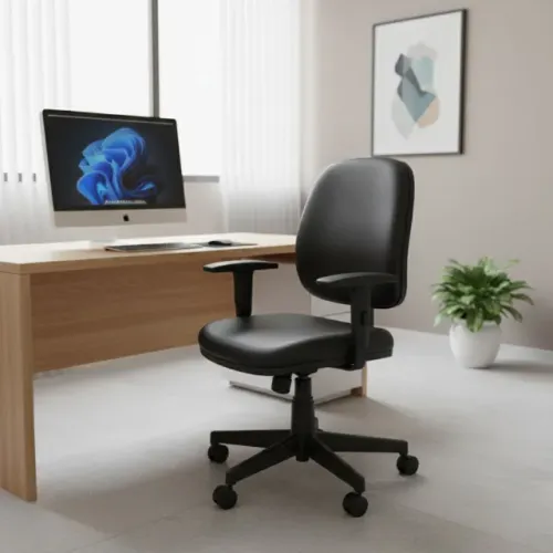 Cadeira Executiva LISA Giratória Preta Braços Reguláveis Conforto Ergonômico 31003