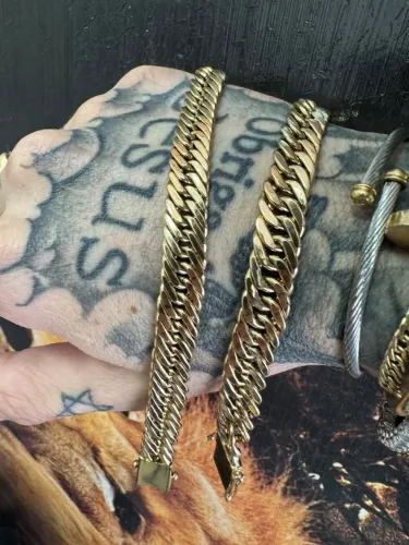 Pulseira Groumet de ouro 18k procedência garantia eterna