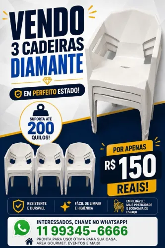 Três cadeiras estilo diamante