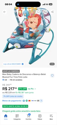 Cadeira de balanço vibratória