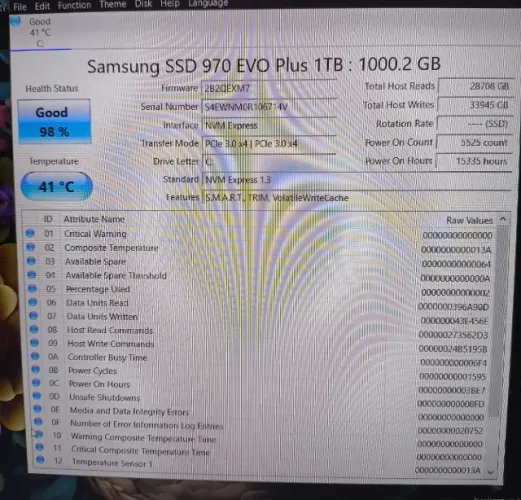 SSD Samsung 970 EVO Plus, 1TB, M.2 NVMe, Leitura: 3500MB/s e Gravação: 3300MB/s