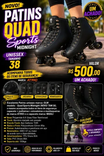 EXCELENTE PATINS UNISSEX MARCA OLW( NOVO / TAM 38)