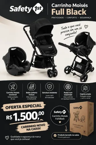 Carrinho Moisés Full black safety 1st