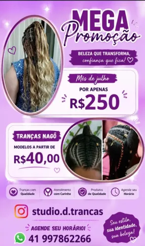 STUDIO DE TRANÇAS NA REGIÃO DE SANTA FELICIDADE