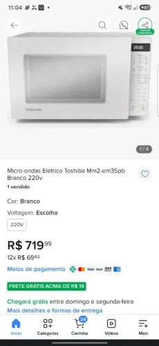 Micro-ondas Elétrico Toshiba Mm2-em35pb Branco 127v