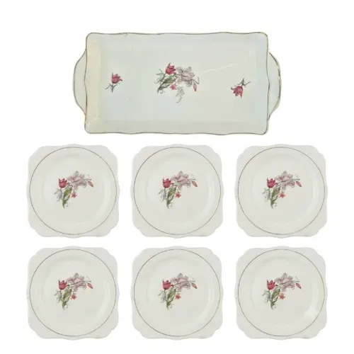 Conjunto De Bolo Antigo Nadir Figueiredo Bandeja 6 Pratos