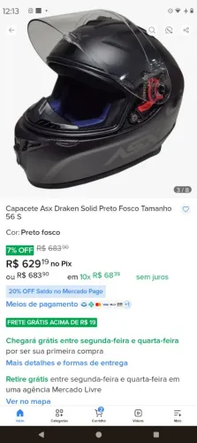 ? Capacete ASX Draken Novo + Intercomunicador Bluetooth P10 - R$ 450