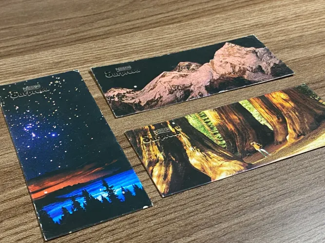 3 cards da coleção Shows da Natureza - Chocolate Nestlé Surpresa