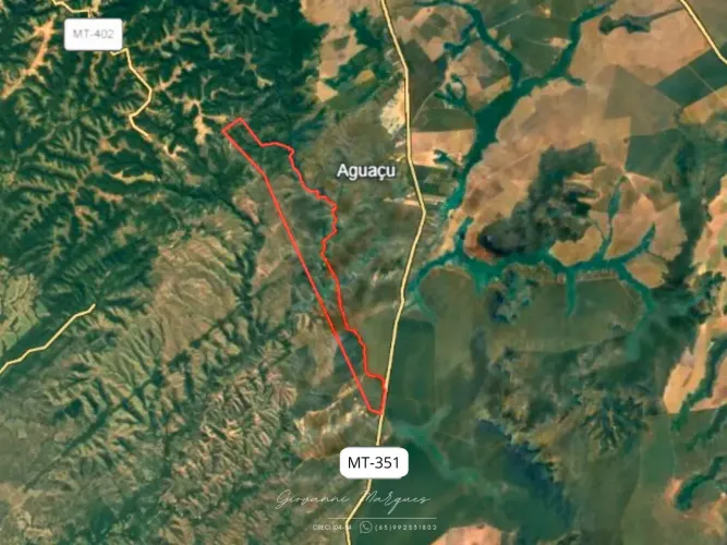 Fazenda de 886ha à venda na Beira do Asfalto - Estrada do Manso (MT-351) - Área Vizinha da