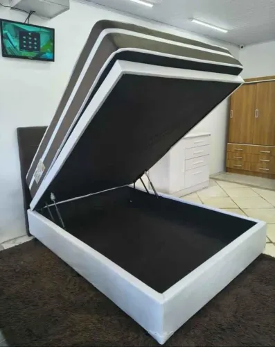 MARAVILHOSO CONJUNTO CAMA BOX BAÚ CASAL COLCHÃO MOLAS ENSACADA ESPUMA D28