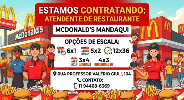 Vaga Atendente de Restaurante 12X36