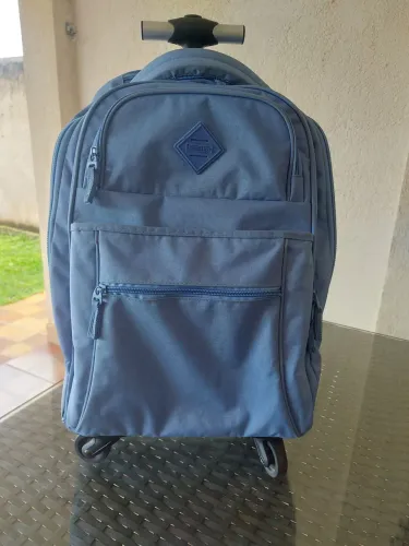 Mochila com rodinha rolling crinkle azul com roda 360 grande  - SESTINI.