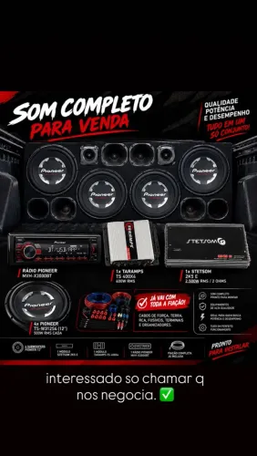 Som Automotivo Completo Pioneer + Stetsom + Tara