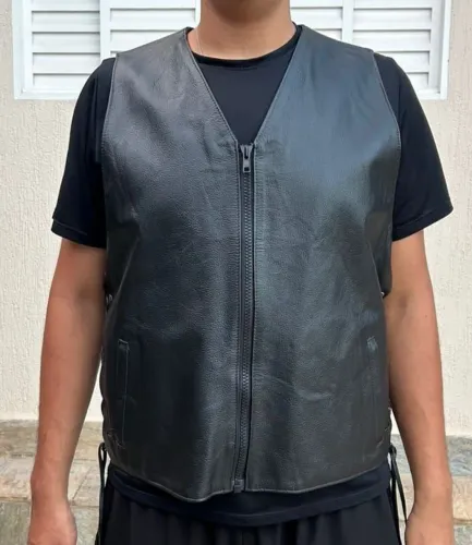 Colete Masculino Couro Corollo Original - Preto