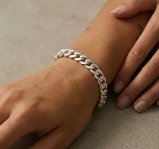 Pulseira Masculina Folheado a Prata 925 Grumet Maciça Luxo