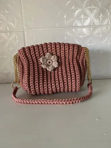 Bolsa média fio poliéster Cor Rosa Envelhecido