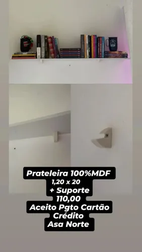 Prateleira 100%MDF com Suporte 1,20 x 20