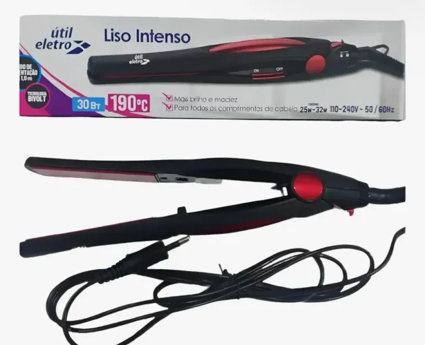 Prancha de Cabelo Alisadora Chapinha Bivolt Útil Eletro 32W Liso Intenso Cabo Grande