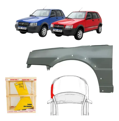 Paralama Fiat Uno Mille Way 2005 2006 07 08 A 2013 Novo L.e