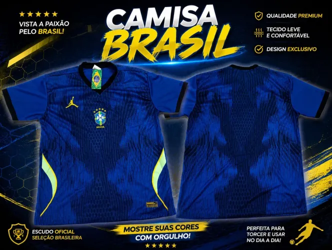 Camisa Brasil unissex poliéster