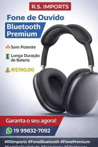 Fone de ouvido bluetooth premium