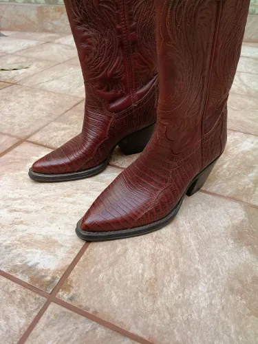 Bota Texana Couro Legítimo Canterbury - 38 - Vinho