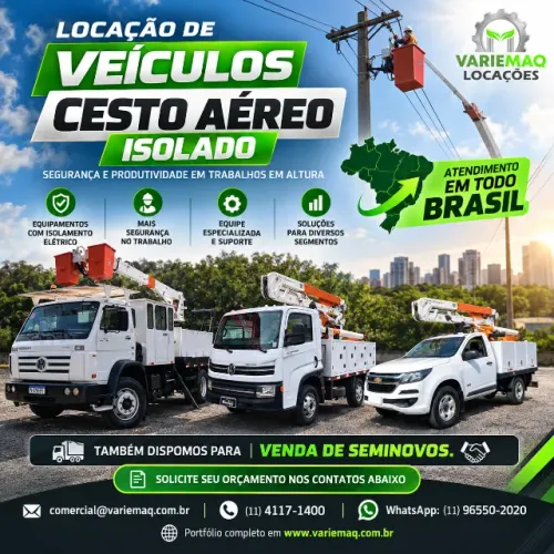 Locação de Veículos Cesto Aéreo Isolado Sky NR12 - Aluguel para PJ em Todo Brasil