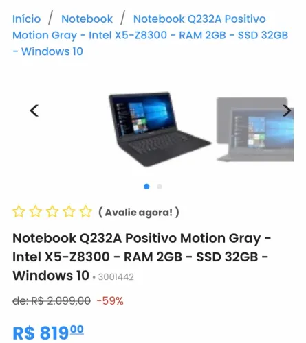 NOTEBOOK POSITIVO NTB MOTION Q232A
