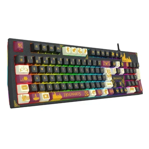 Teclado Mecanico Gamer Harry Potter Amsa Hogwart's, RGB, Full Size, ABNT2, USB, Preto - HP