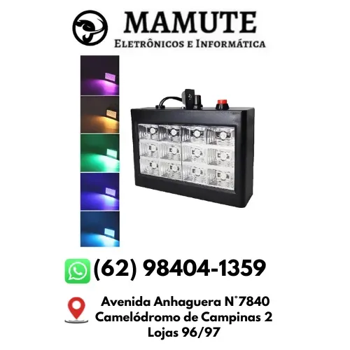 Strobo Rítmico 12 Leds Branco 15w Dj Iluminação Festa Balada Tomada Bivolt