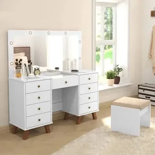 Penteadeira com banqueta Eloá - Branco 