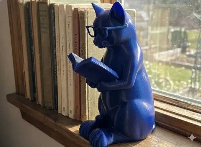 Decoração O Gato Intelectual: Um Companheiro para Amantes de Livros