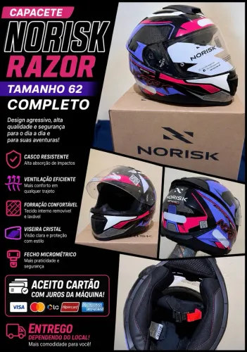 CAPACETE NORISK RAZOR TAMANHO 62