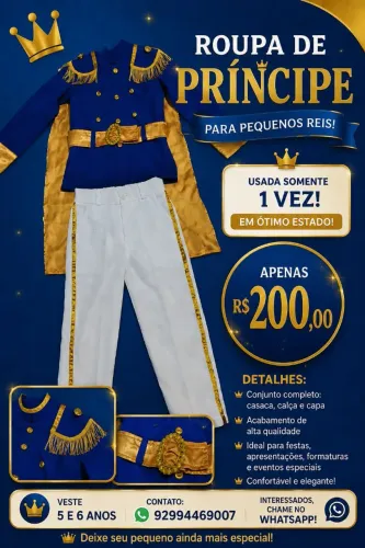 Vende se está Roupa de príncipe