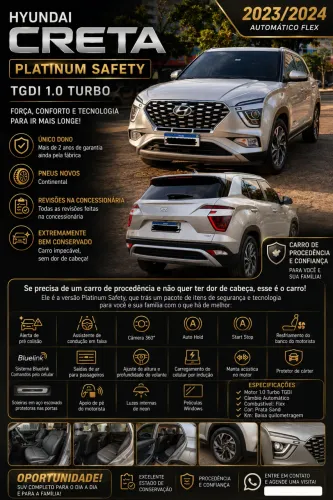 Hyundai Creta Plat. Safety 1.0 TB 12V Flex Aut. 2024