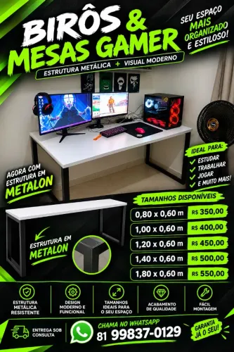 Mesa e biro gamer 