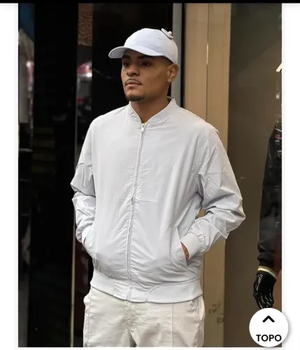 Jaqueta bomber cinza tactel estilo zara