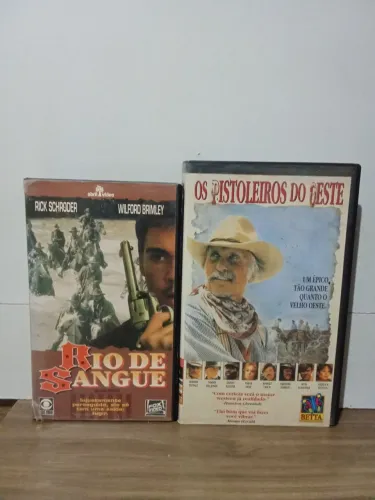 Vhs filme faroeste 2 filmes os pistoleiros do oeste+Rio de sangue 