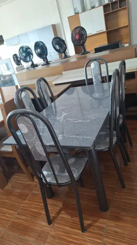 Mesa de jantar 6 cadeiras granito 1.40x0.75 cm