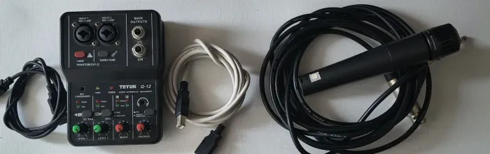 Kit de Gravação Mesa de Som + Microfone + Pedestal