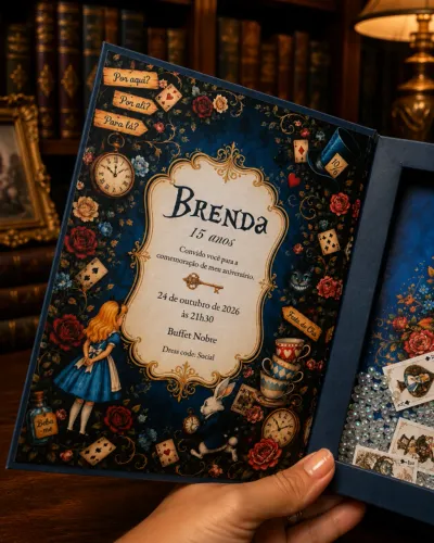Convite de 15 anos Alice no País das Maravilhas