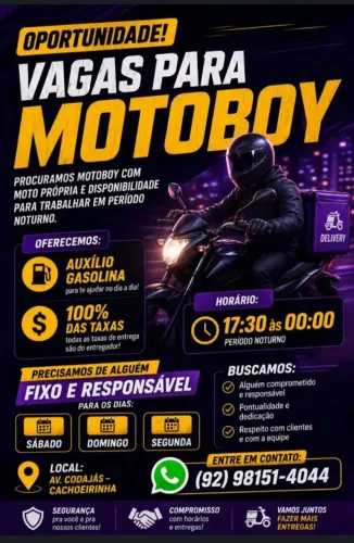 VAGA - MOTOBOY PARA ZONA SUL