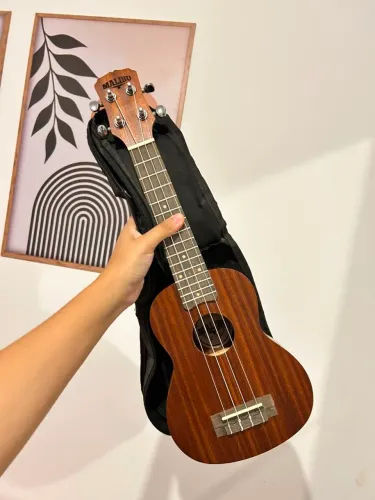 Ukulele soprano Malibu com capa, pouco usado