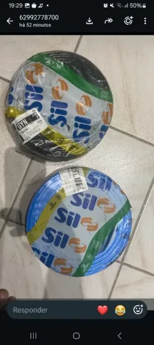 2 rolos de fios 6 milímetros novos com nota fiscal valor 70% da nota fiscal  1300 reais 
