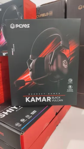 Headset Gamer PCYES Kamar Black Vulcan USB Driver 50mm Microfone Destacável