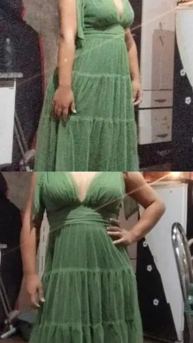 Vestido de festa verde oliva