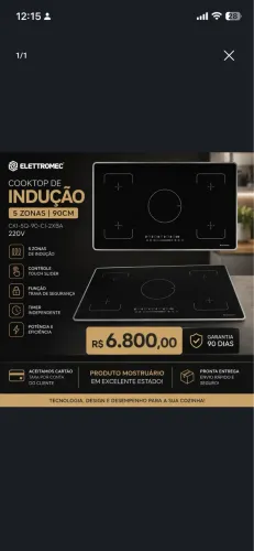 Cooktop de indução Elettromec 90 cm