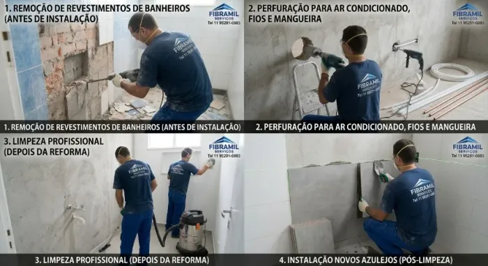 Remoção de Revestimentos de Banheiros - Perfuração Para Ar Condicionado