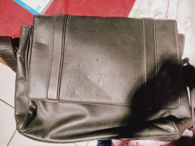 Bolsa universitária de couro legítimo